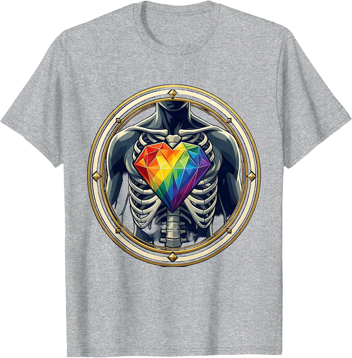 Men's Glowing Geometric Heart Pride Illustration T-Shirt - Heather Grey