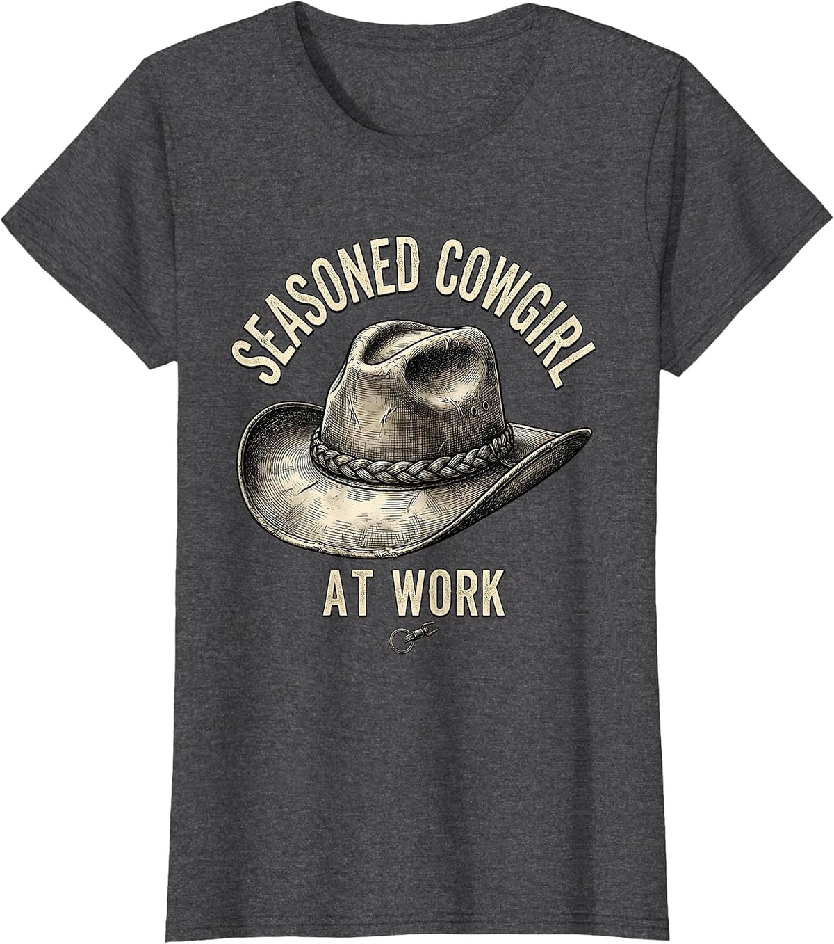 Women's Seasoned Cowgirl At Work Not My First Rodeo T-Shirt - Dark Heather Grey