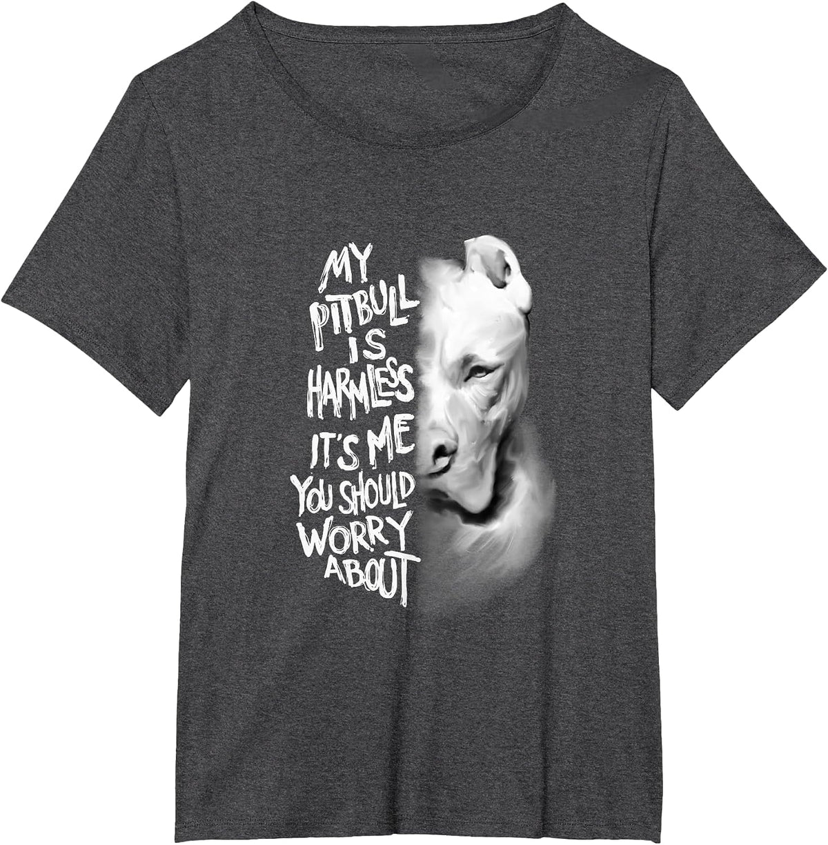 My Pitbull is Harmless Quote Dog Items Owner T-Shirt - Dark Heather Grey