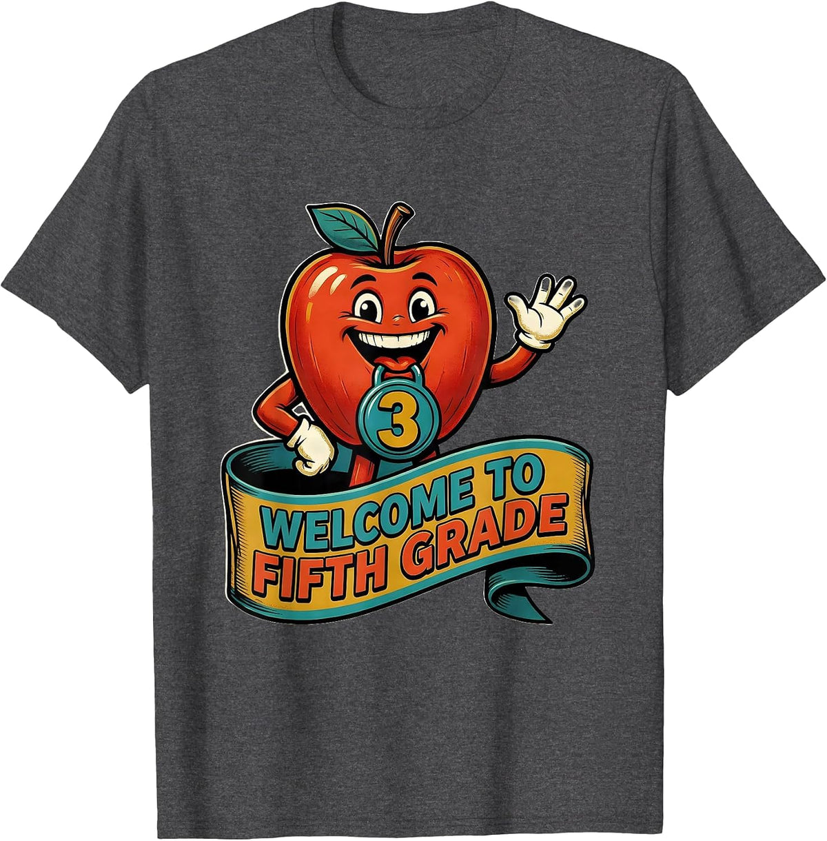 Welcome To Fifth Grade Retro Teacher Back To School T-Shirt - Dark Heather Grey