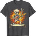 Men's Skeleton Electric Guitar Rock Stage Graphic T-Shirt - Dark Heather Grey