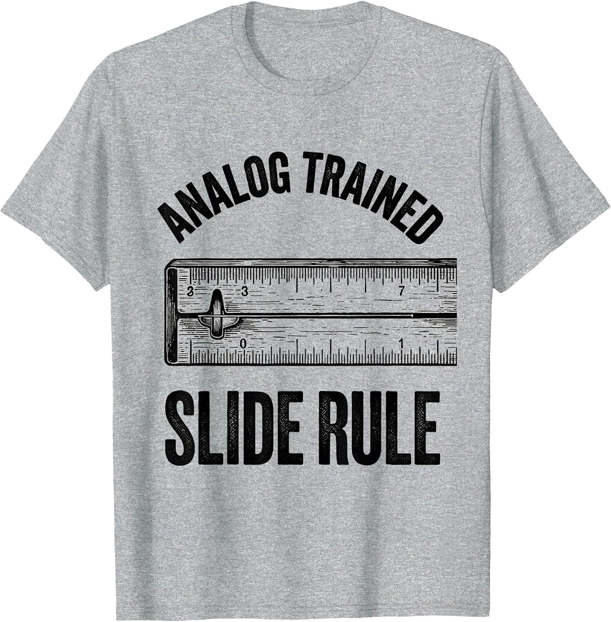 Men's Analog Trained Slide Rule Retro Mechanical Instrument T-Shirt - Heather Grey