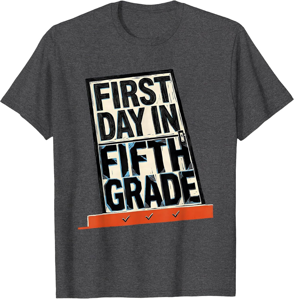 First Day In Fifth Grade Retro Groovy Fifth Grade Teacher T-Shirt - Dark Heather Grey