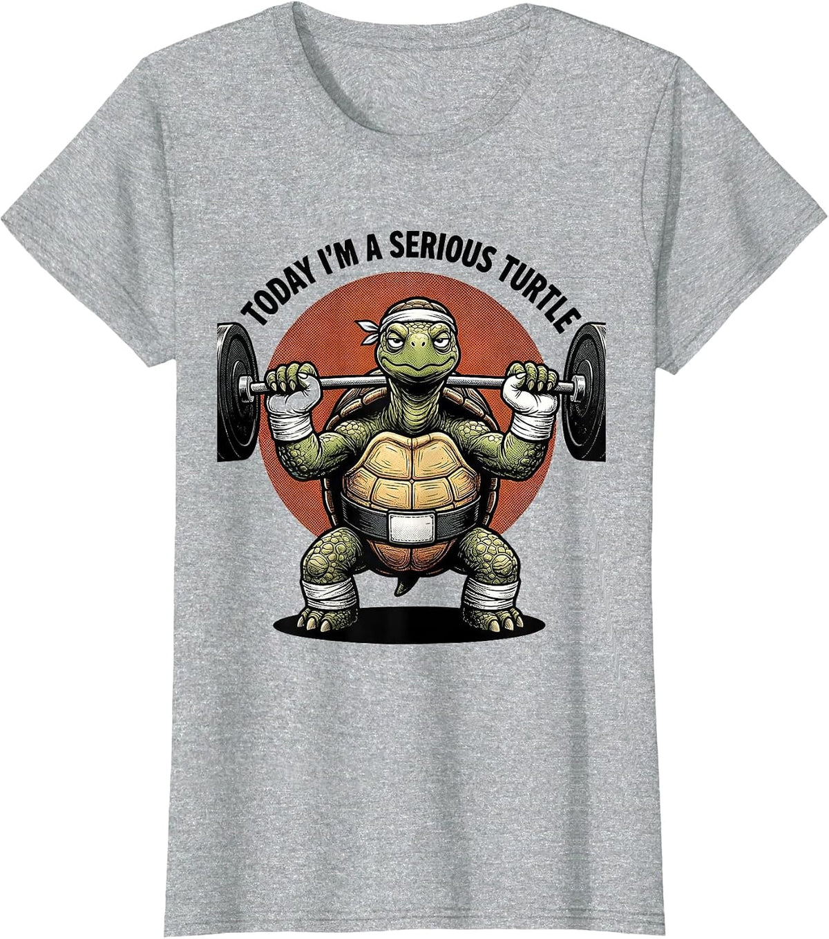 Women's Today I'm A Serious Turtle Funny Gym Workout Weightlifting T-Shirt - Heather Grey