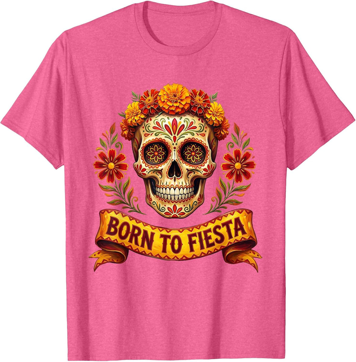 Born to Fiesta Cinco de Mayo Celebration Design T-Shirt - Pink Heather