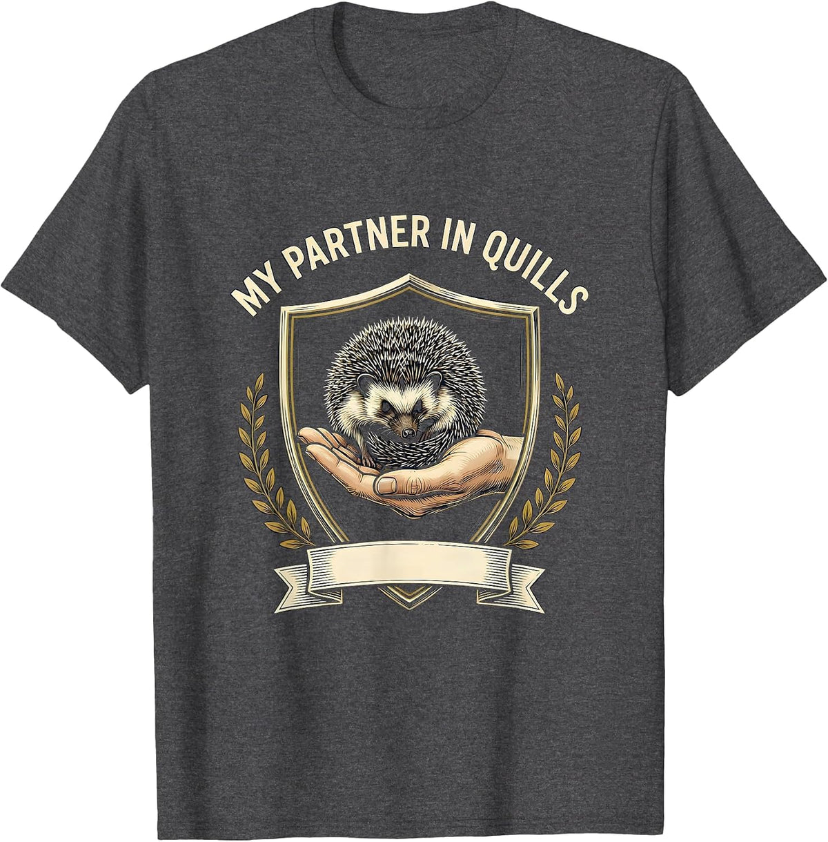Men's My Partner In Quills Novelty Squirrel Hedgehog Animal Lover T-Shirt - Dark Heather Grey
