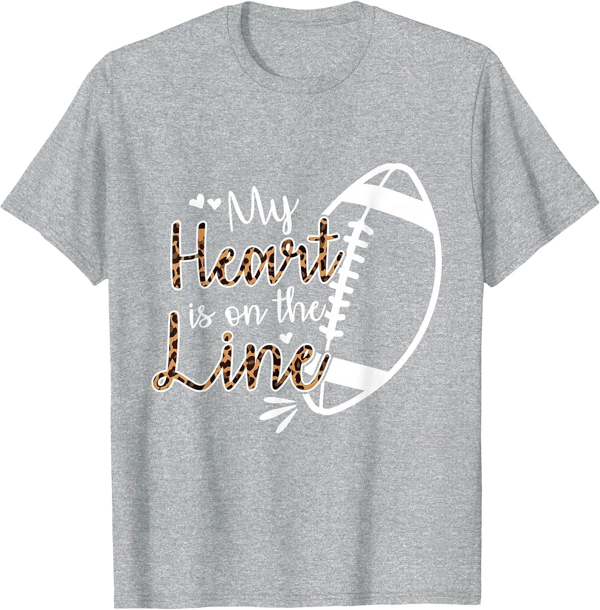 My Heart is On The Line Lineman Football T-Shirt - Heather Grey