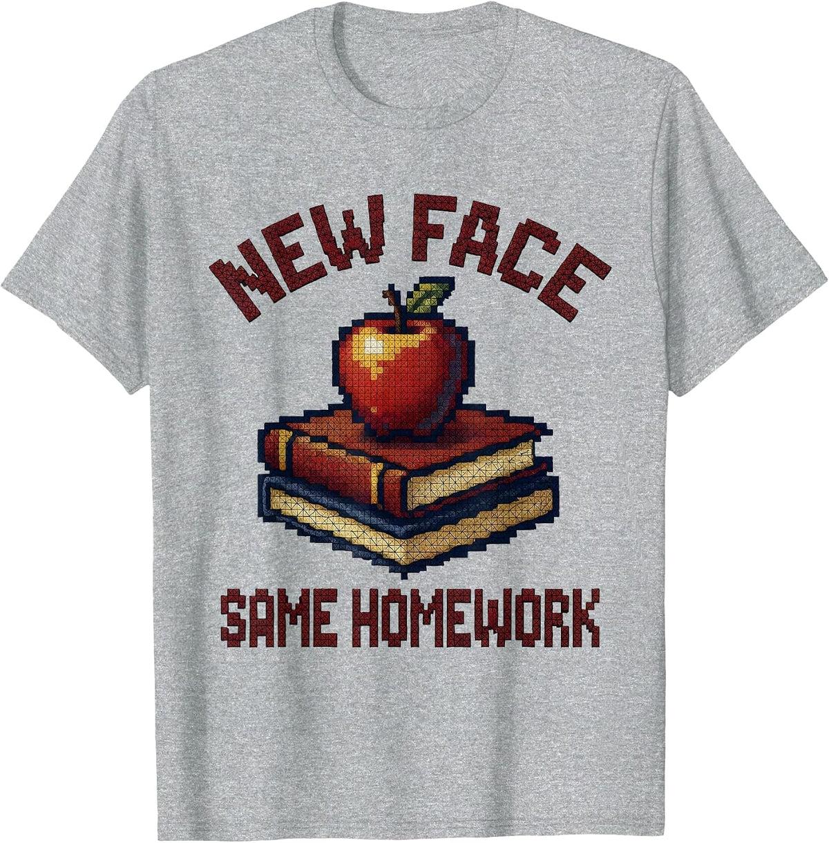 Men's New Face Same Homework Substitute Teacher Design T-Shirt - Heather Grey