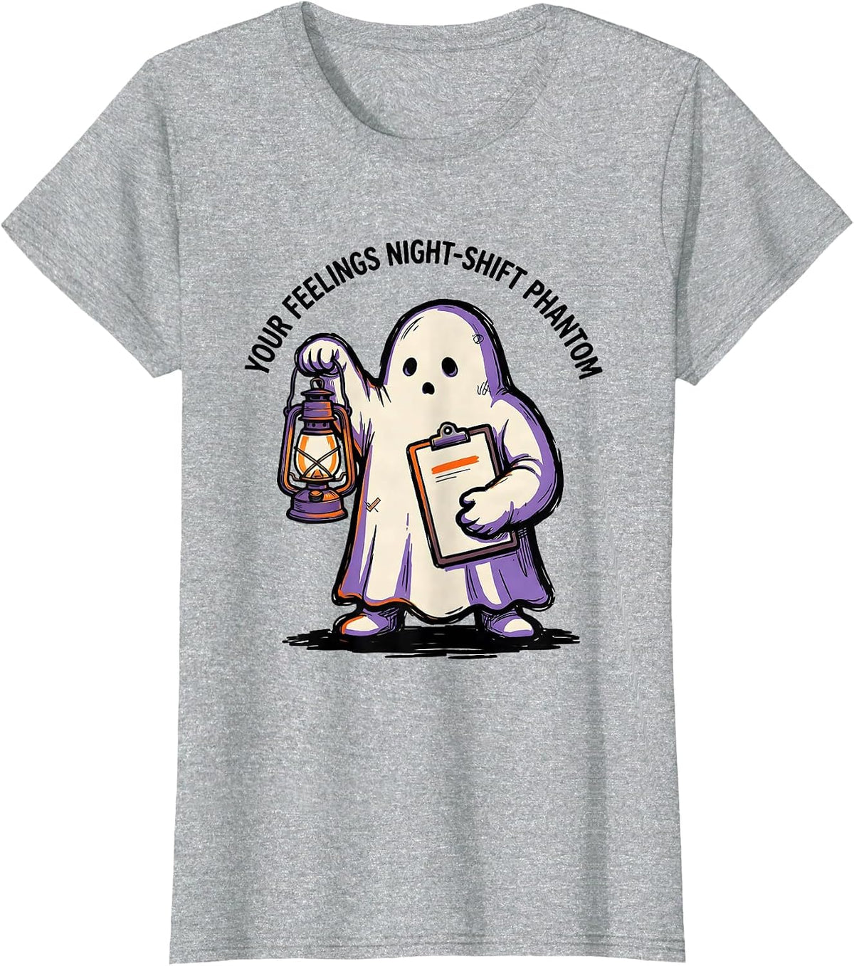 Women's Your Feelings Night-Shift Phantom Funny Mental Health T-Shirt - Heather Grey