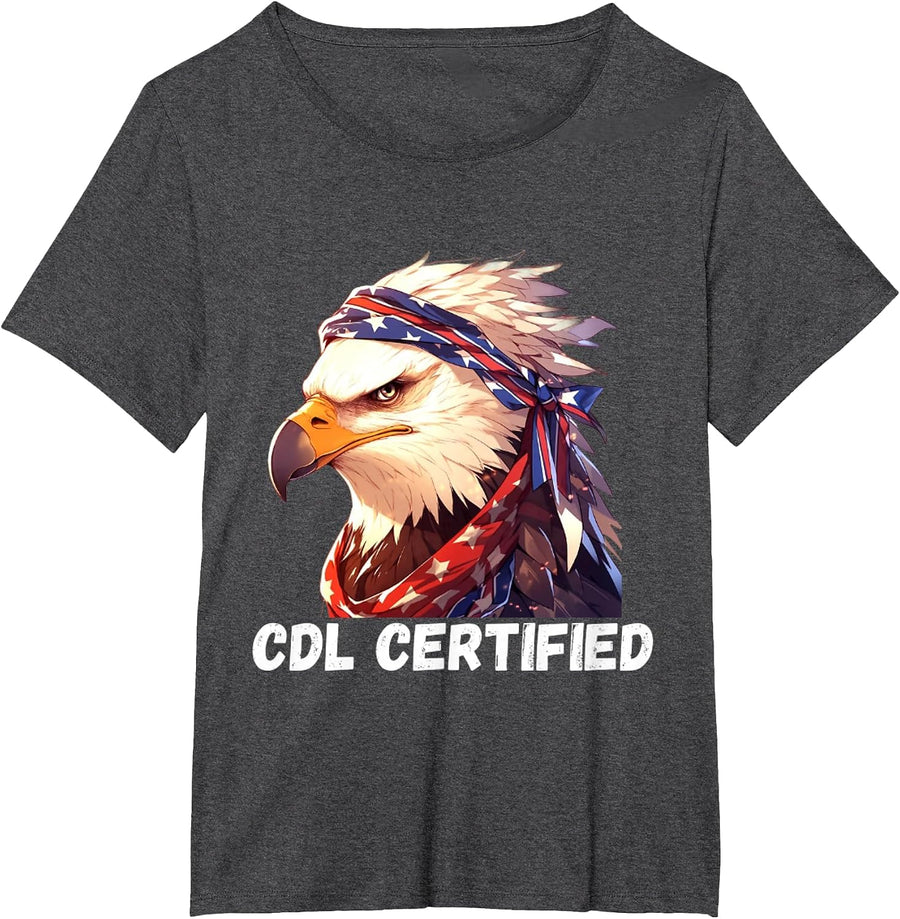 CDL Certified Truck T-Shirt - CDL Trucker Driver Operator T-Shirt - Dark Heather Grey