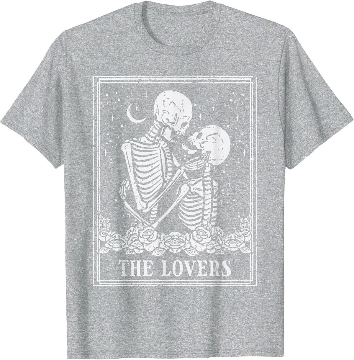 Halloween Skeleton Tarot The Lovers Couple Costume Men Women T-Shirt - Heather Grey