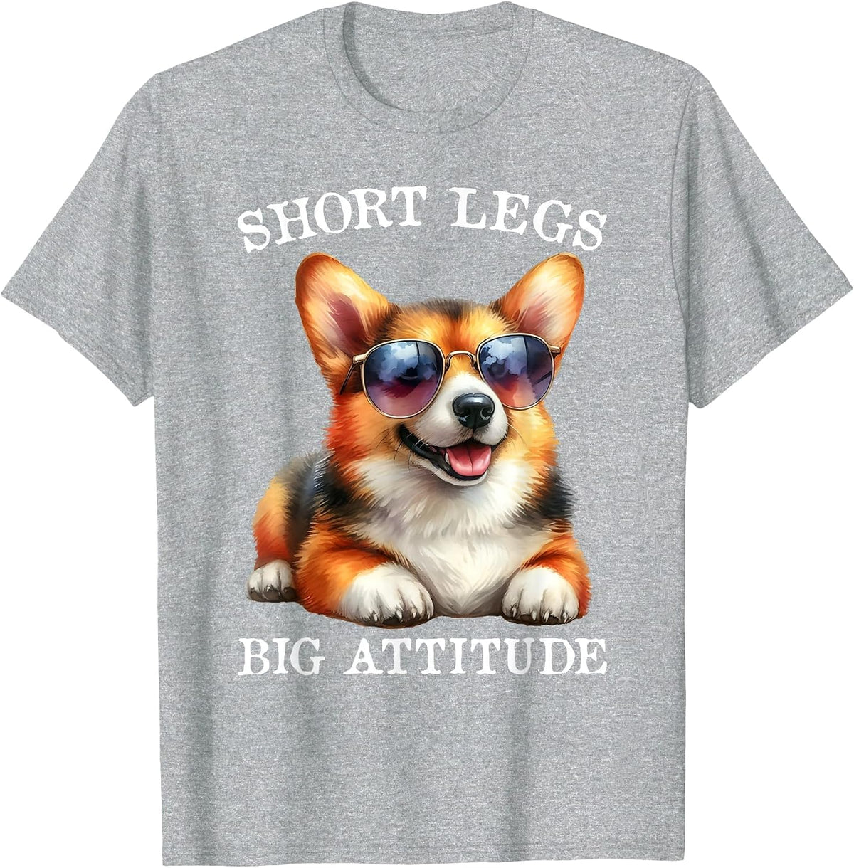 Funny Corgi Short Legs Big Attitude Cute Dog Men Women T-Shirt - Heather Grey