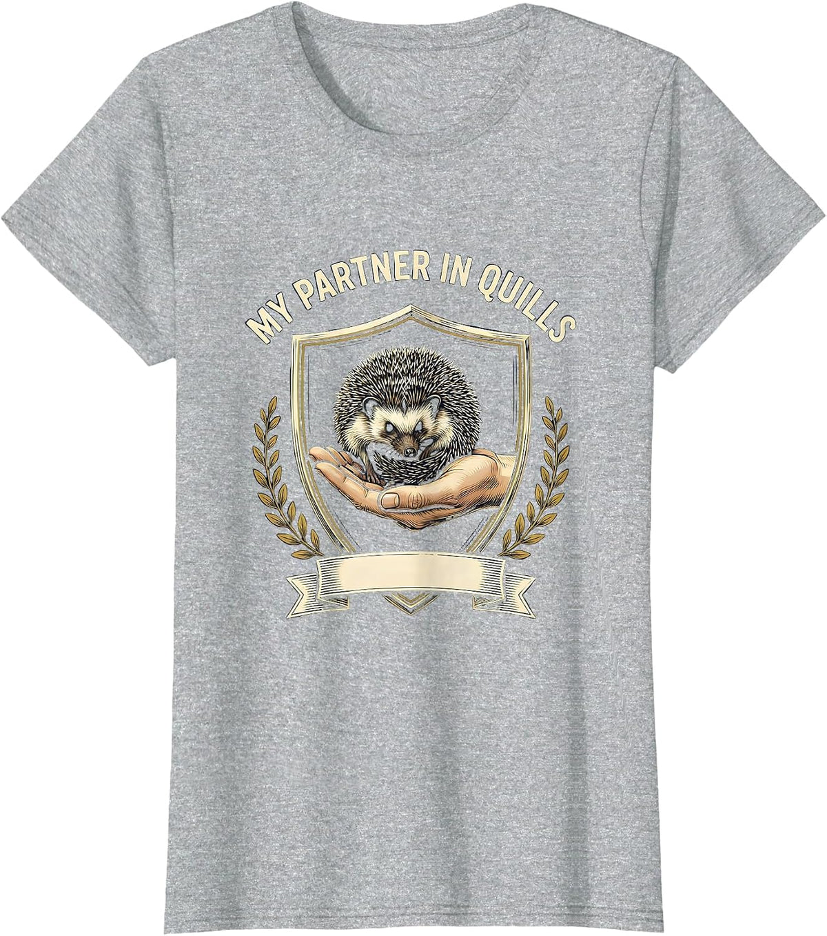 Women's My Partner In Quills Novelty Squirrel Hedgehog Animal Lover T-Shirt - Heather Grey
