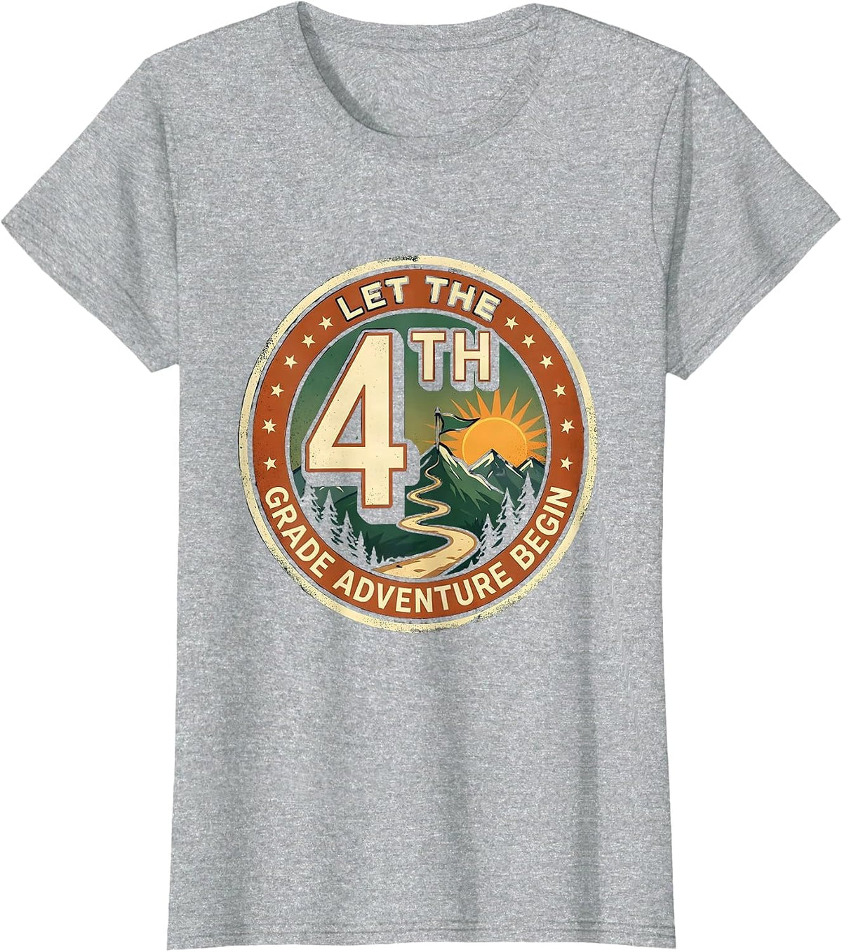 Women's Let The 4th Grade Adventure Begin Vintage Teacher Kids T-Shirt - Heather Grey