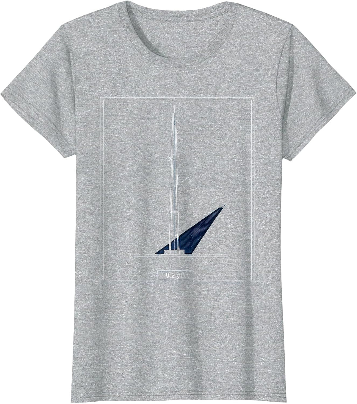 8.2 dB Technical Blueprint Ham Radio Operator Nerdy Humor T-Shirt - Heather Grey