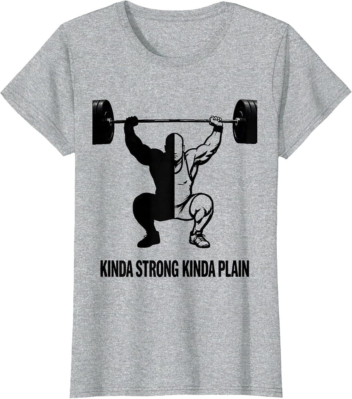 Women's Kinda Strong Kinda Plain Funny Gym Workout Weightlifting T-Shirt - Heather Grey