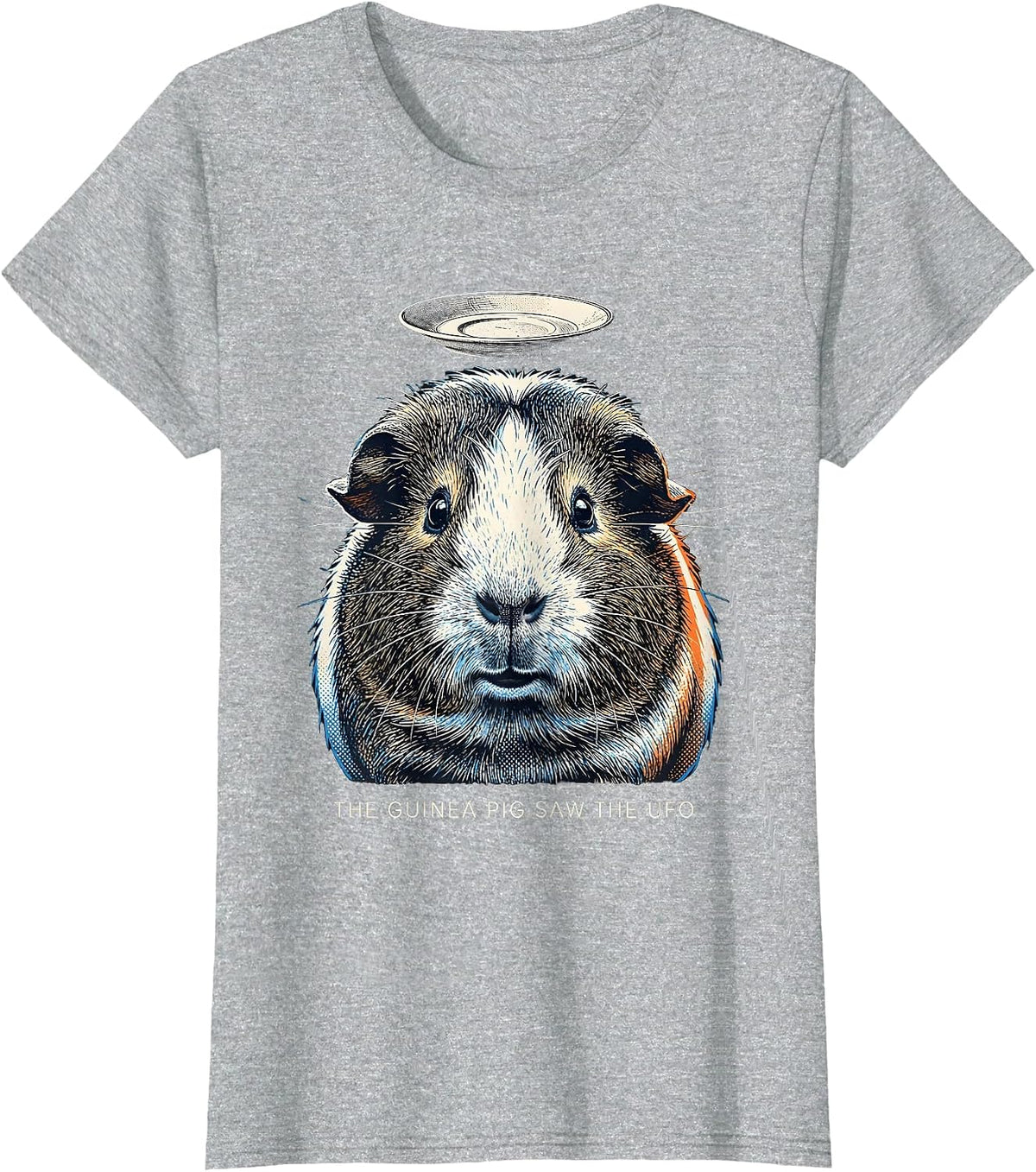 Women's The Guinea Pig Saw The UFO Funny Pet Lover Sci-Fi Humor T-Shirt - Heather Grey
