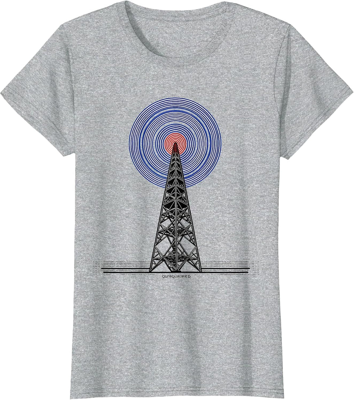 Overqualified Geometric Ham Radio Operator Humor T-Shirt - Heather Grey