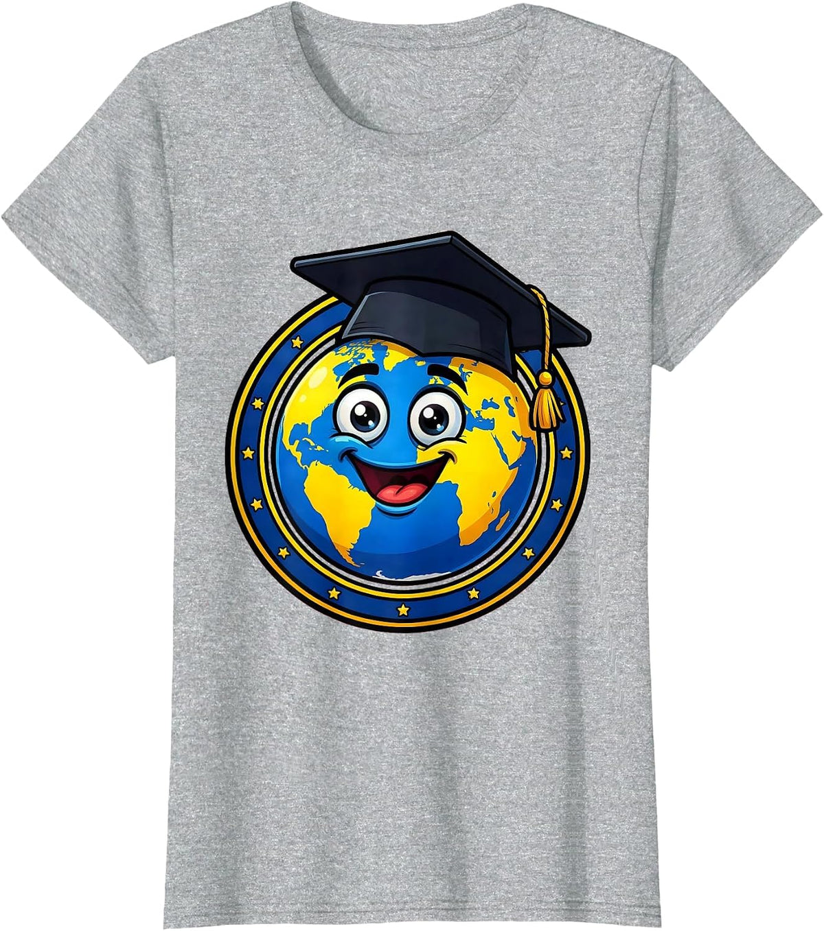 Women's 5th Grade Teacher Globe Graduation Cap Graphic T-Shirt - Heather Grey