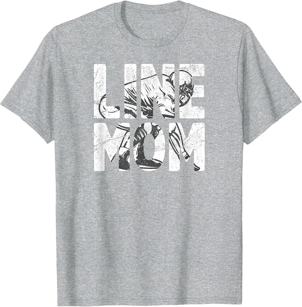 Football Lineman Mom T-Shirt Tee for Proud Mother of A Football Line Player - Heather Grey
