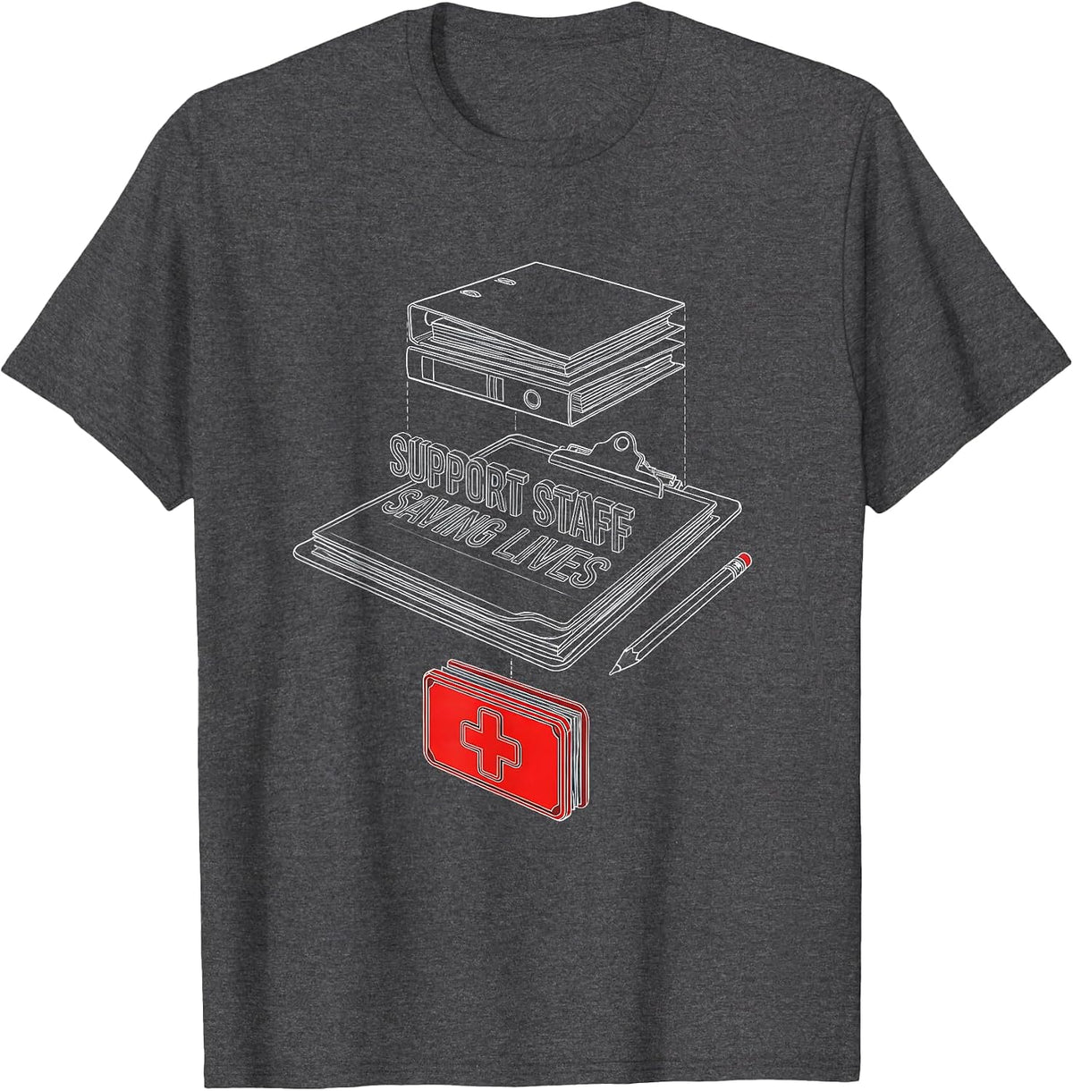 Support Staff Saving Lives Paraprofessional Design T-Shirt - Dark Heather Grey