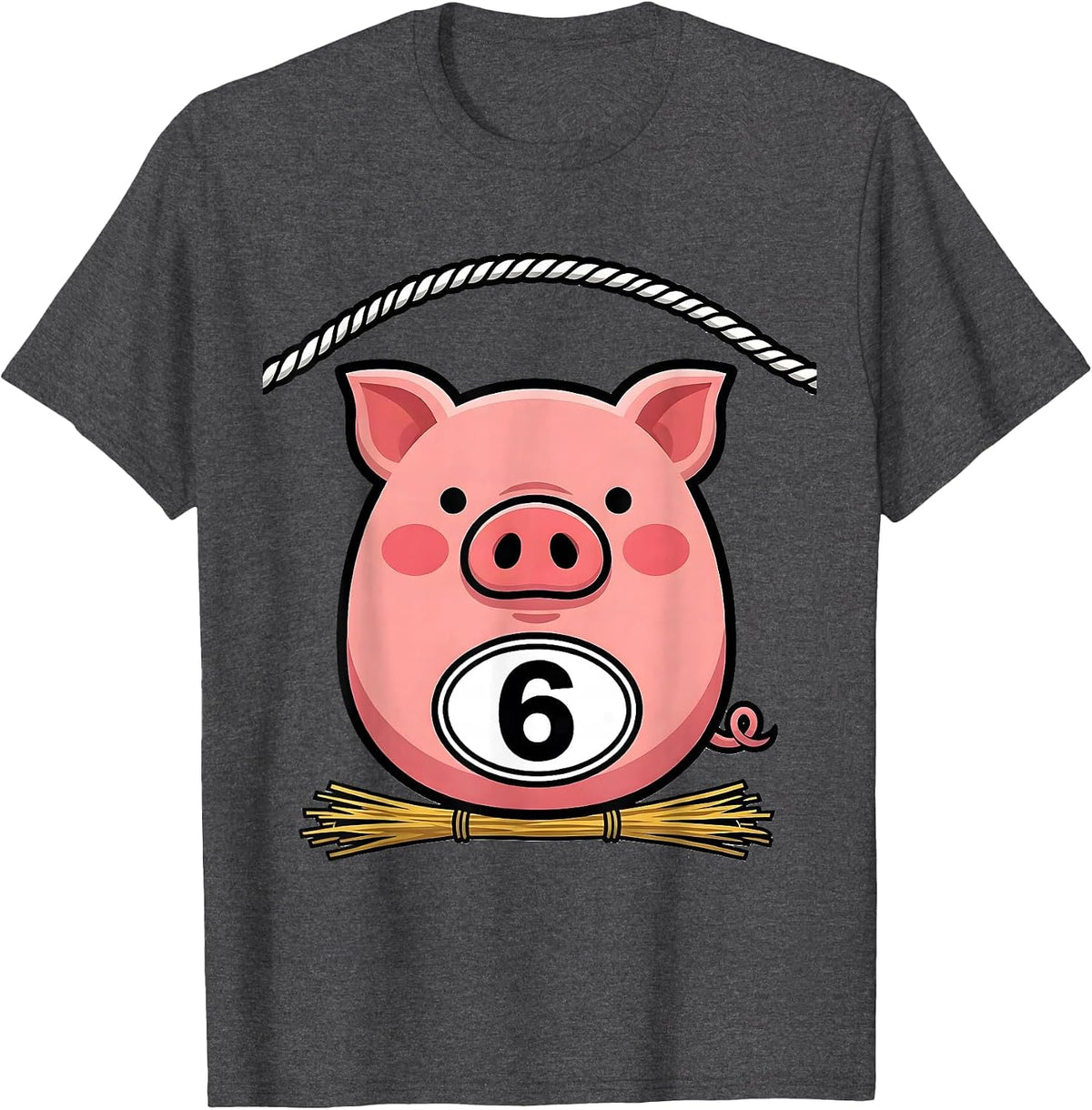 6 Funny Pig Face Halloween Costume Novelty Humor T-Shirt - Dark Heather Grey