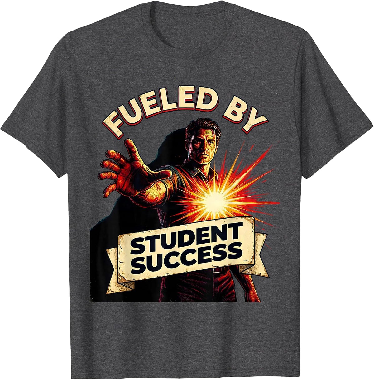 Fueled by Student Success Paraprofessional Design T-Shirt - Dark Heather Grey