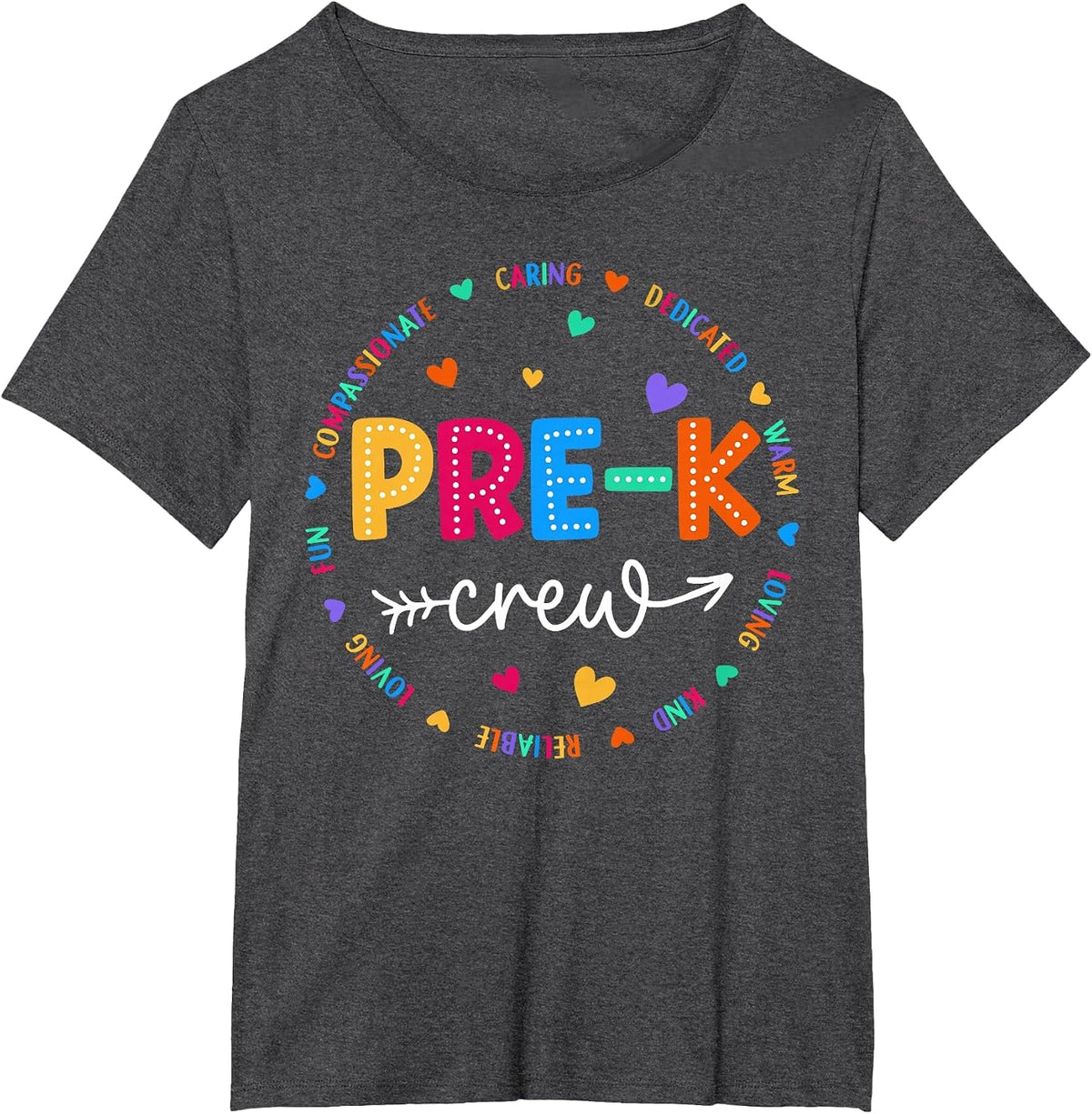 Pre-K Crew Back to School Pre-K Teacher Student First Day T-Shirt - Dark Heather Grey