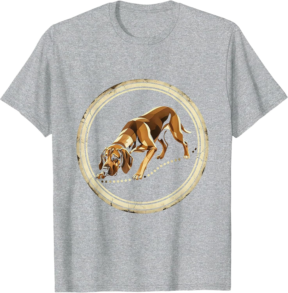 Men's Bloodhound On The Trail Hunting Dog Illustration T-Shirt - Heather Grey