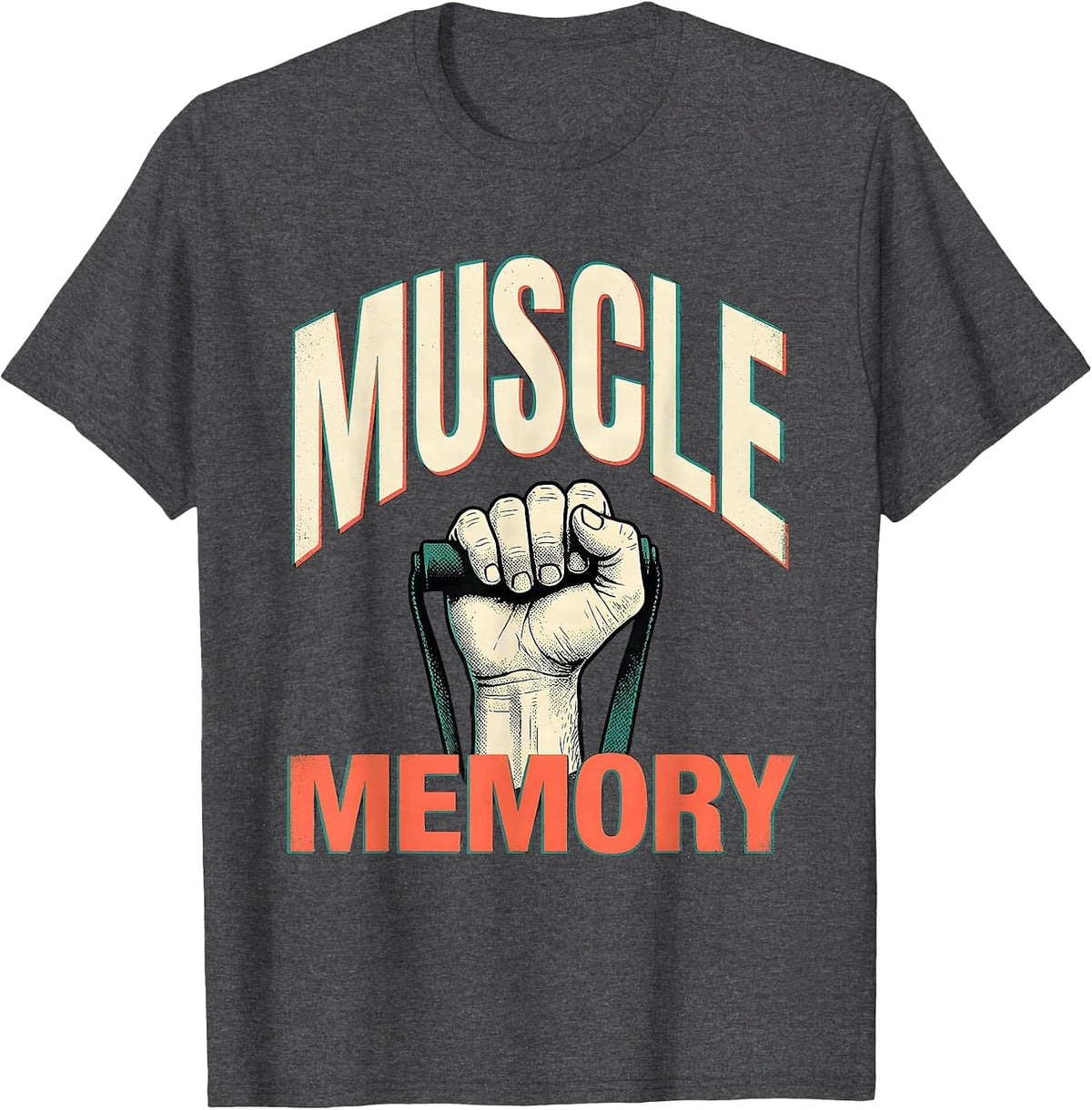 Men's Muscle Memory Funny Therapy Therapist Gift Humor T-Shirt - Dark Heather Grey