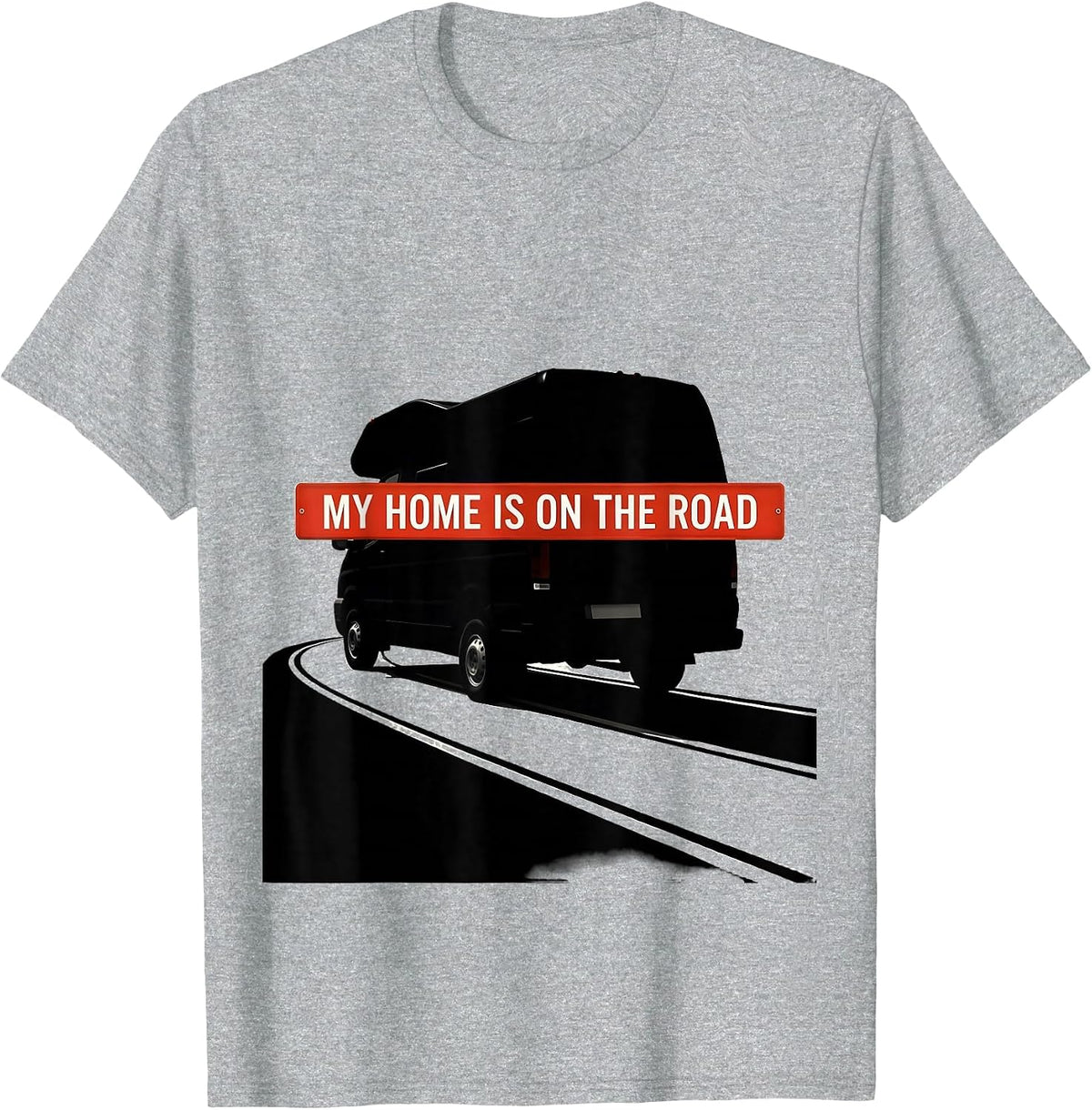Men's My Home Is On The Road Retro Van Life Camper Traveler T-Shirt - Heather Grey