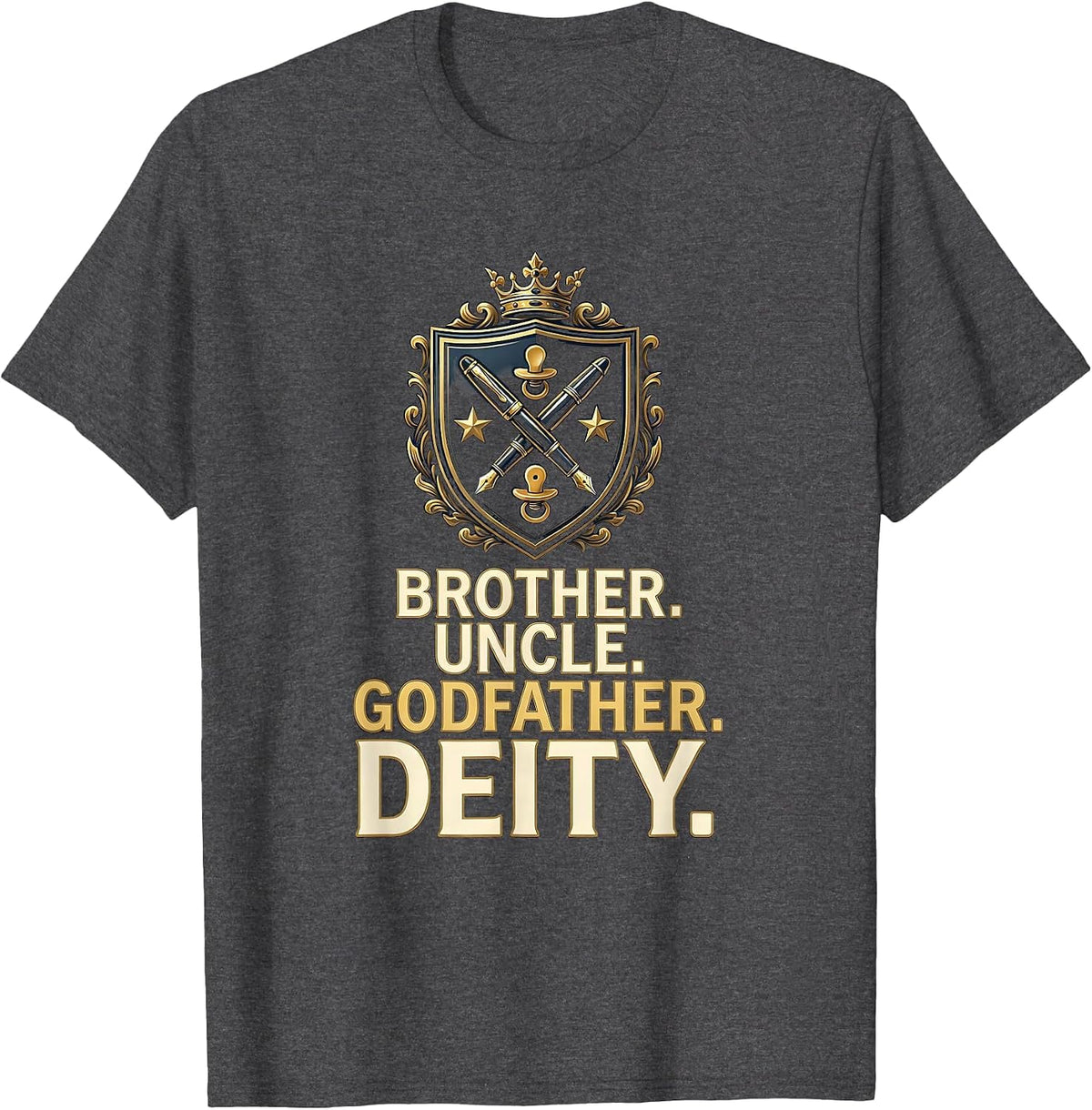 Men's Brother Uncle Godfather Deity Funny Family Pride Uncle Gift T-Shirt - Dark Heather Grey