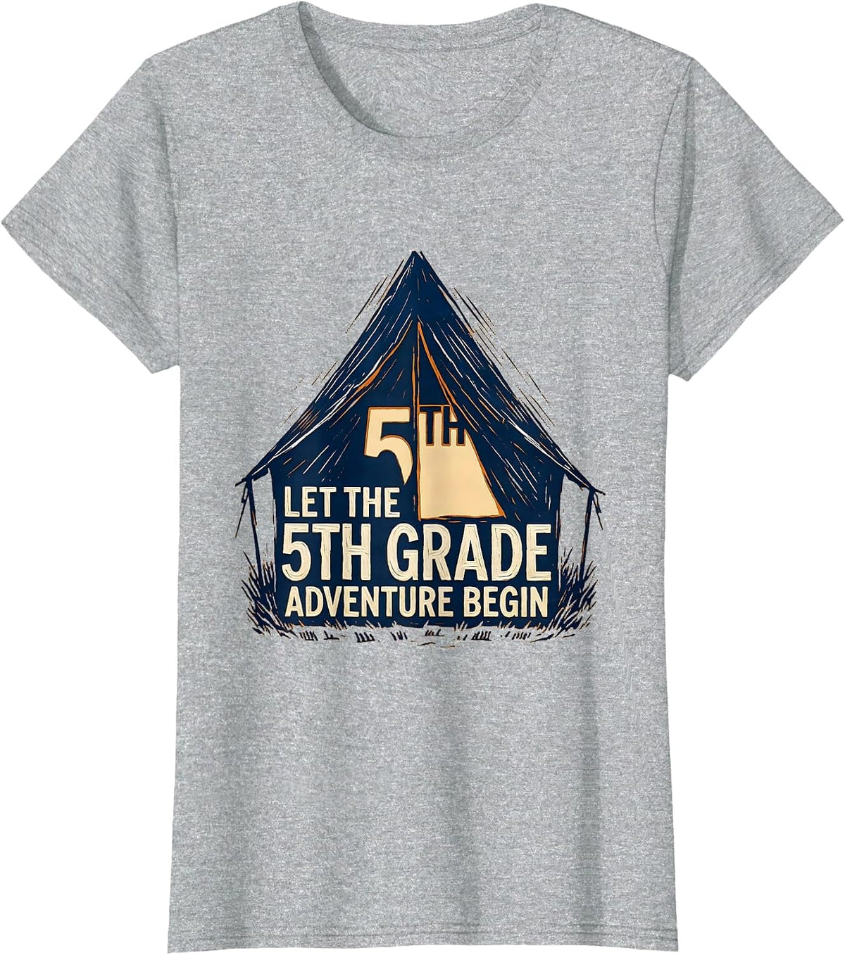 Let The 5th Grade Adventure Begin Fifth Grade Teacher Team T-Shirt - Heather Grey