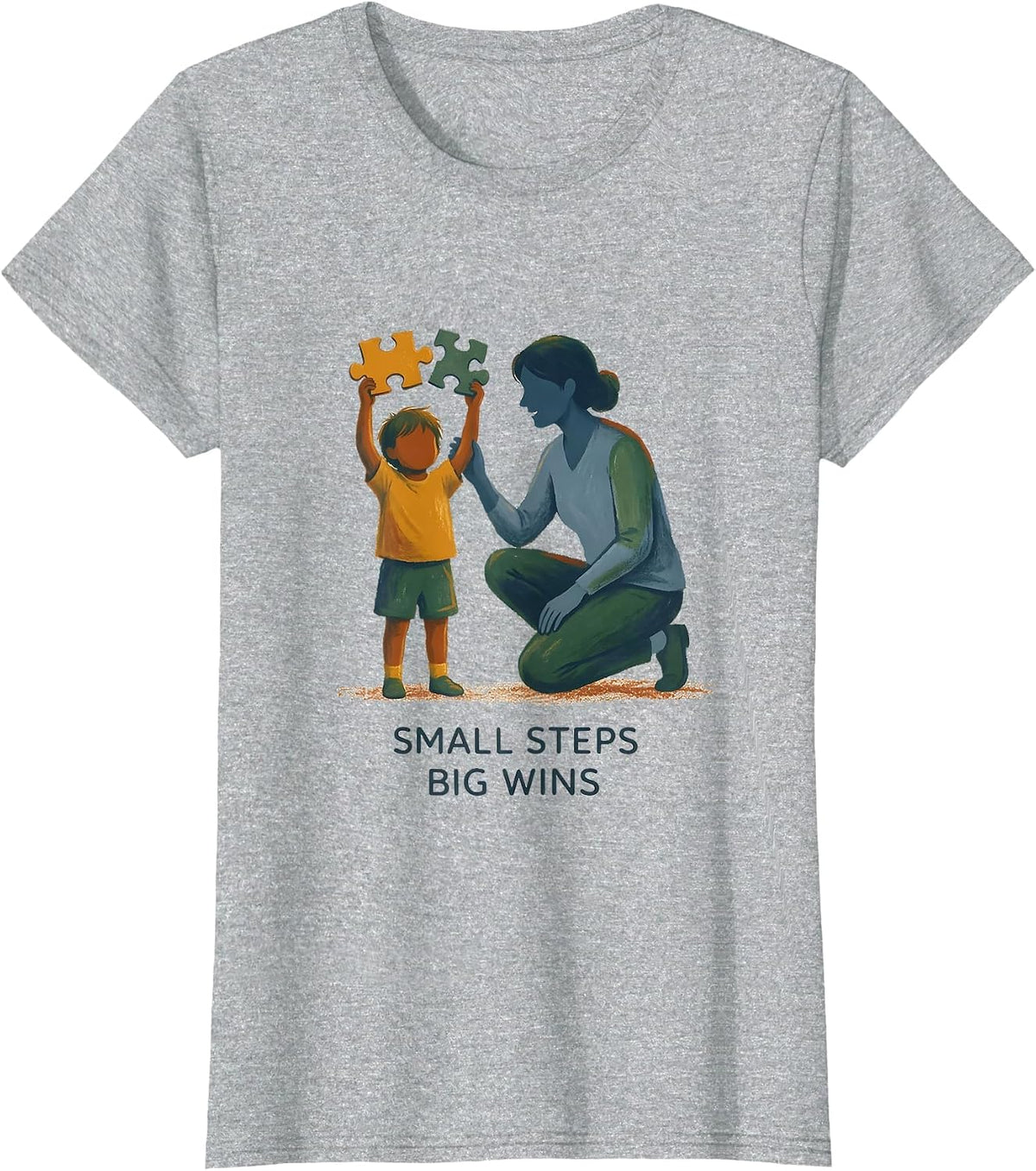 Women's Small Steps Big Wins Paraprofessional Design T-Shirt - Heather Grey