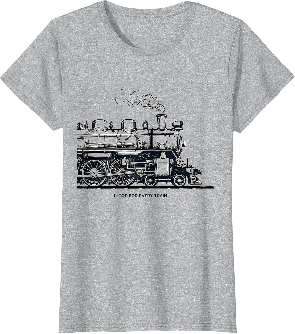 I Stop For Every Train Funny Train Enthusiast Model Railroad T-Shirt - Heather Grey