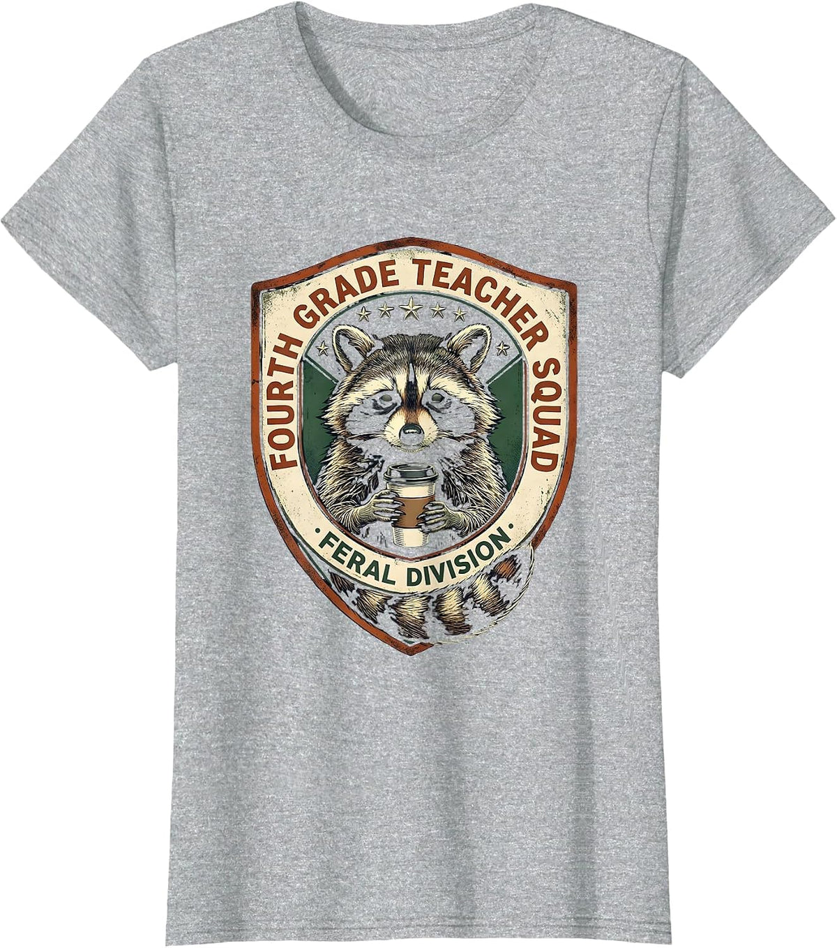 Women's Fourth Grade Teacher Squad Feral Division Vintage T-Shirt - Heather Grey