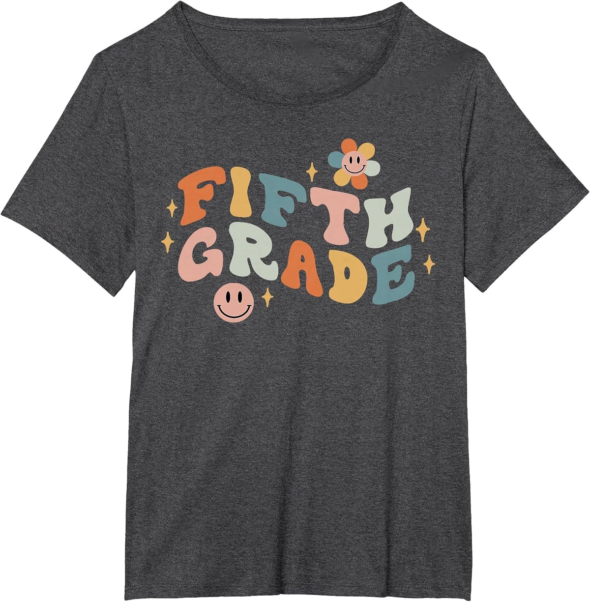 Fifth Grade Teacher Back to School Retro 5th Grade T-Shirt - Dark Heather Grey