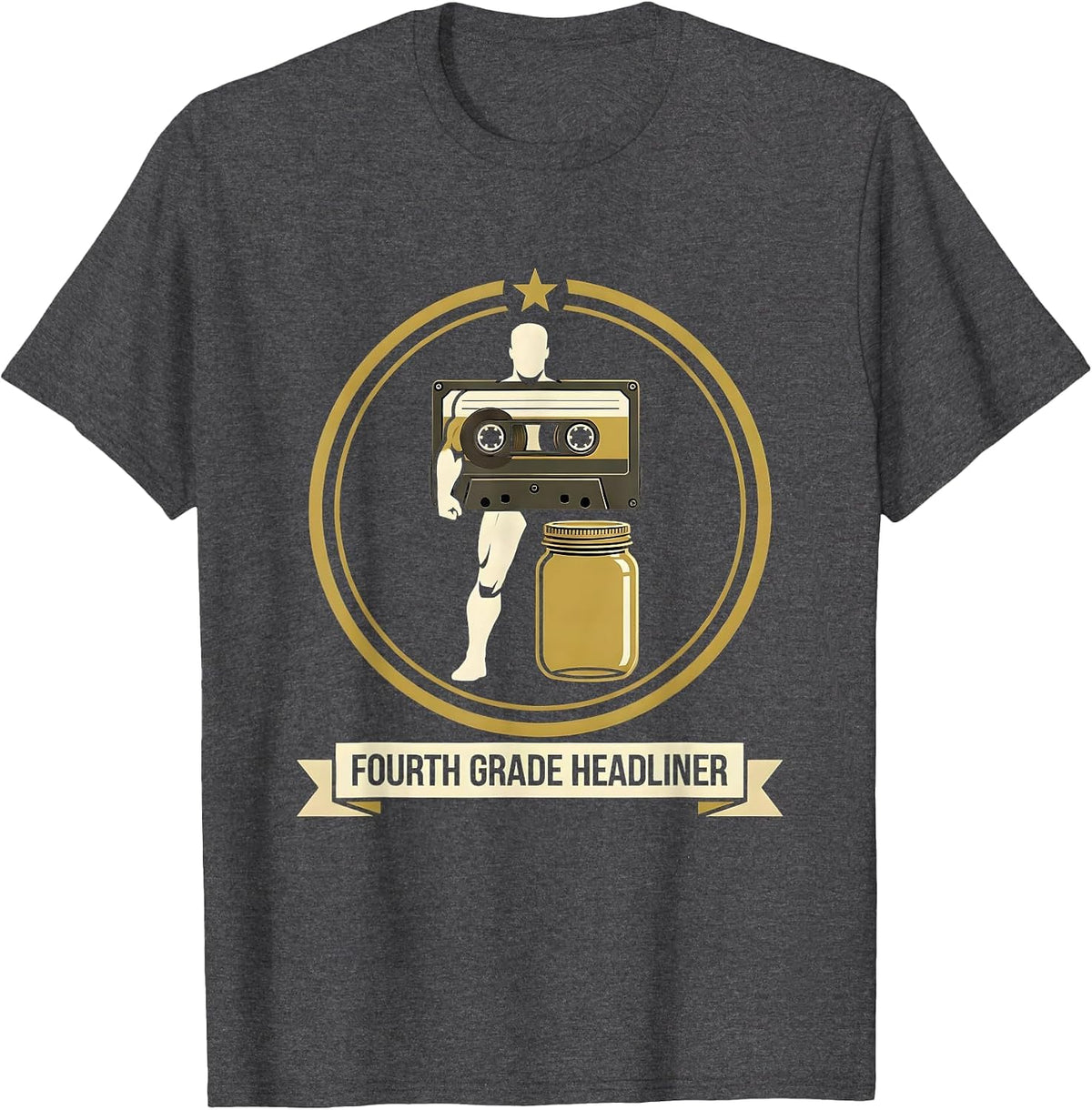 Fourth Grade Headliner Retro Jam Back To School Teacher T-Shirt - Dark Heather Grey