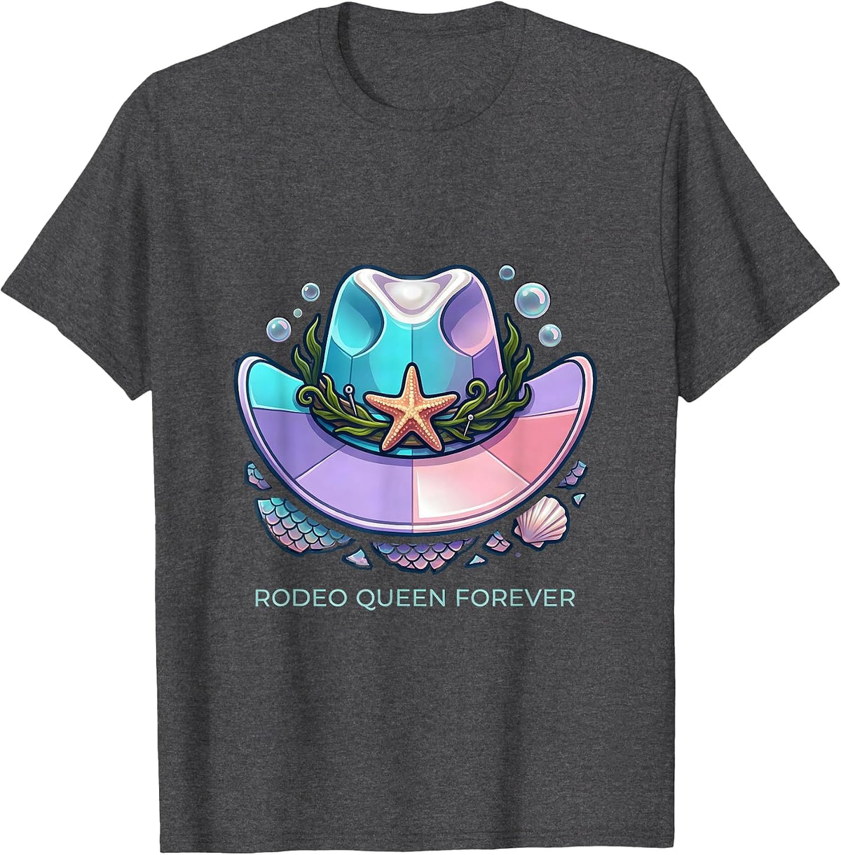 Rodeo Queen Forever Cowgirl Design T-Shirt - Dark Heather Grey
