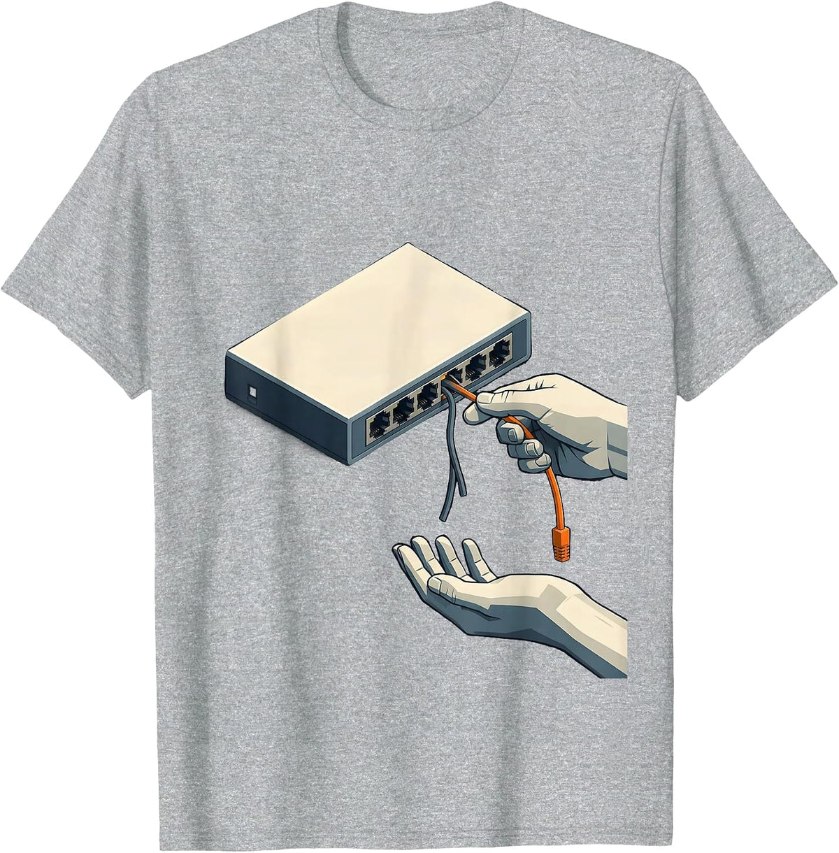 Men's Network Switch Tech Support Humor IT Nerd Gift T-Shirt - Heather Grey