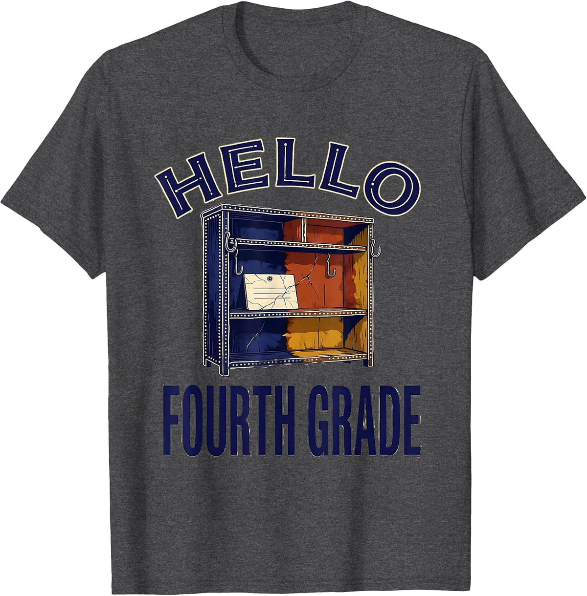 Hello Fourth Grade Batik Tie Dye Back To School Teacher T-Shirt - Dark Heather Grey