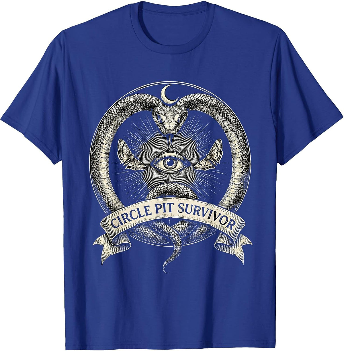 Men's Circle Pit Survivor Metal Band Graphic Design T-Shirt - Royal Blue