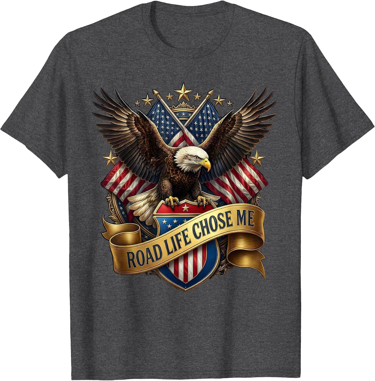 Road Life Chose Me Open Highway Graphic T-Shirt - Dark Heather Grey
