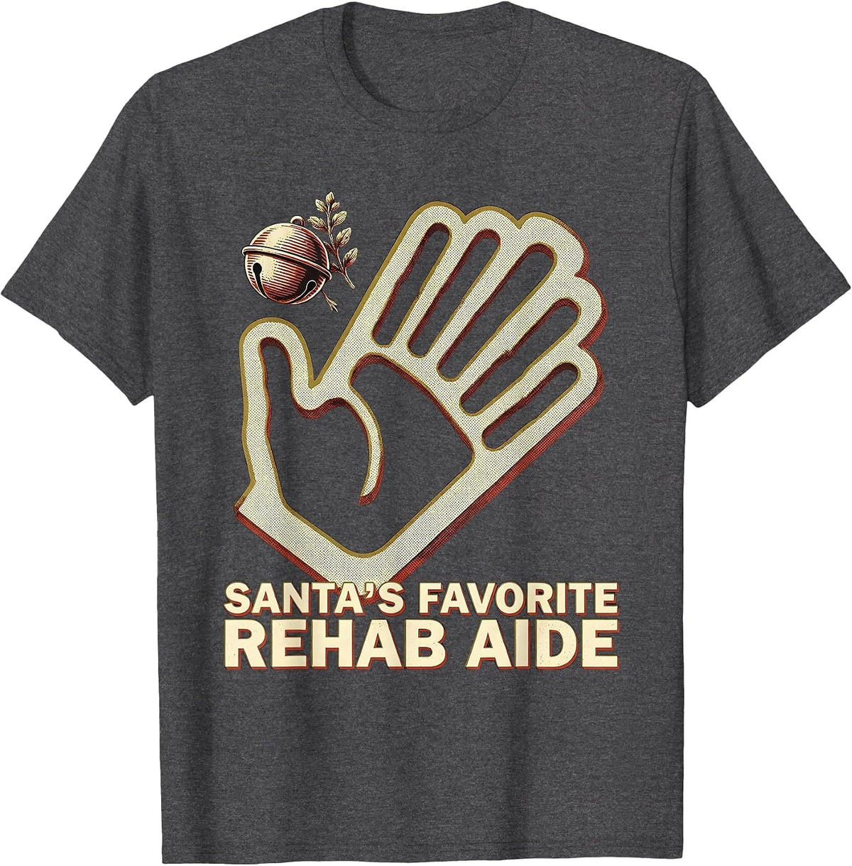 Men's Santa's Favorite Rehab Aide Funny Physical Therapy Christmas T-Shirt - Dark Heather Grey