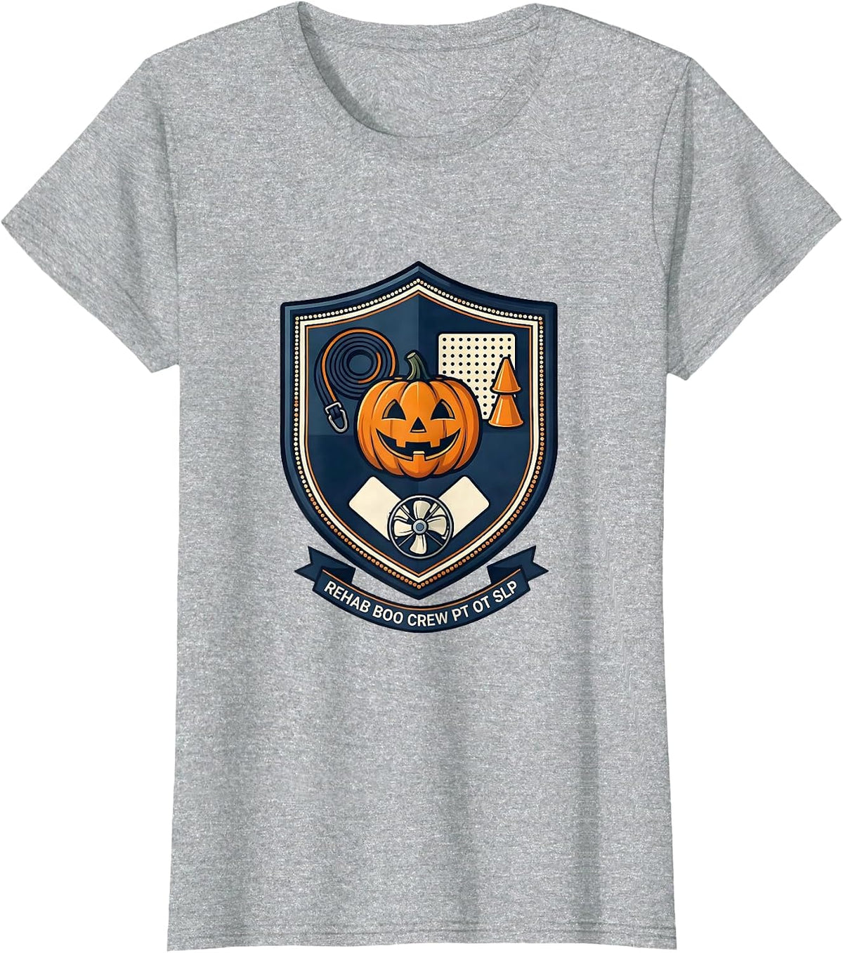 Women's Rehab Boo Crew PT OT SLP Funny Halloween Rehab Therapist T-Shirt - Heather Grey