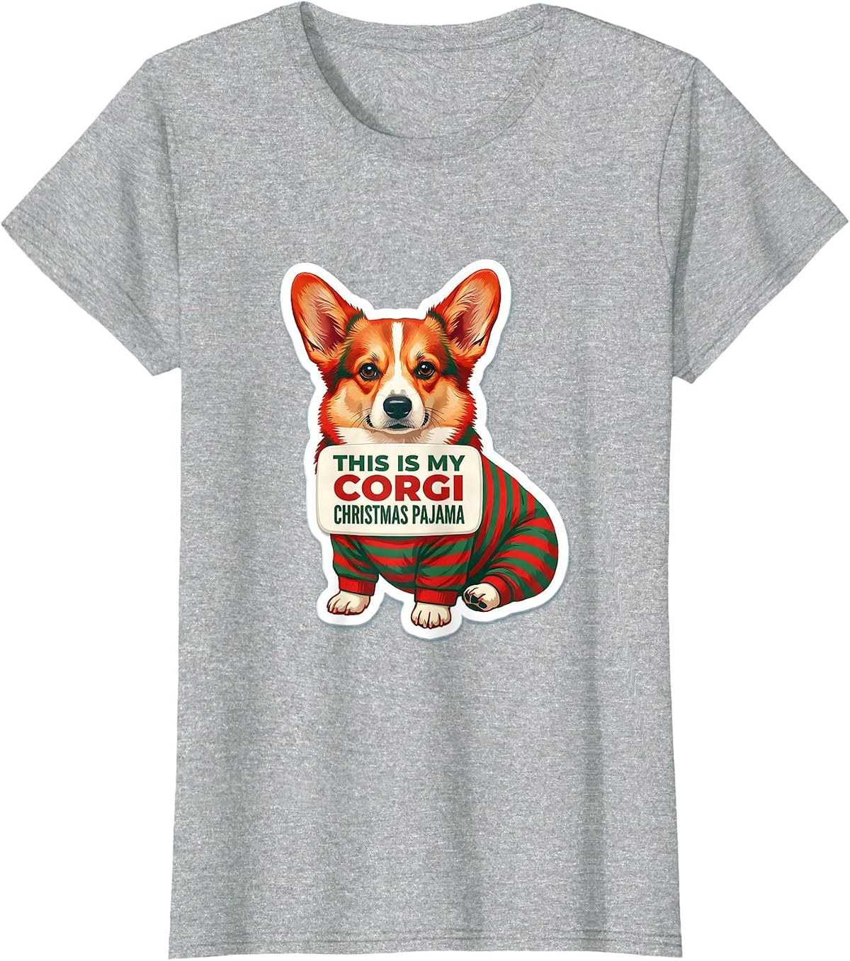 Women's This Is My Corgi Christmas Pajama Funny Dog Lover Ugly T-Shirt - Heather Grey