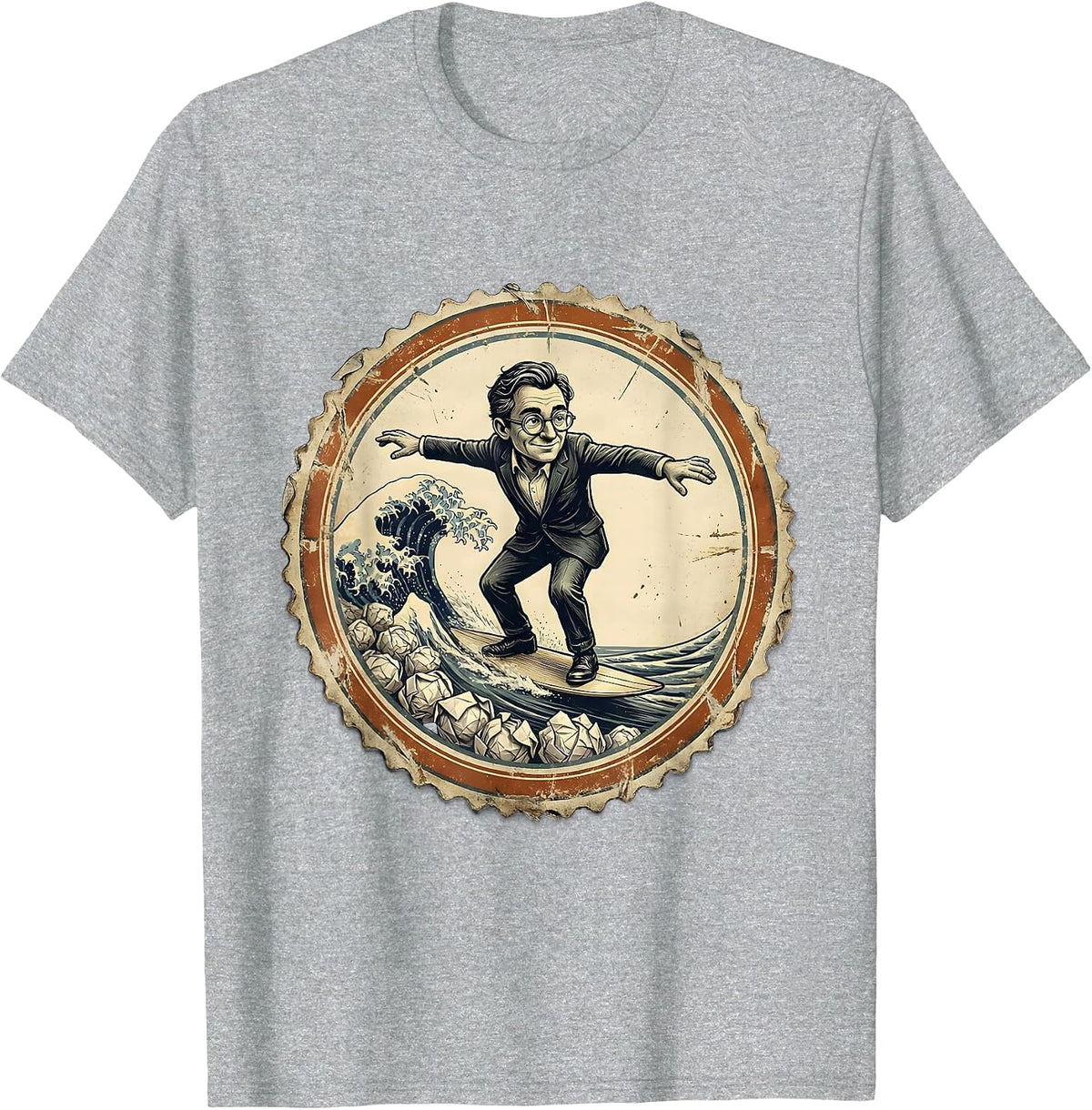Men's Substitute Teacher Riding a Wave of Paper Balls T-Shirt - Heather Grey