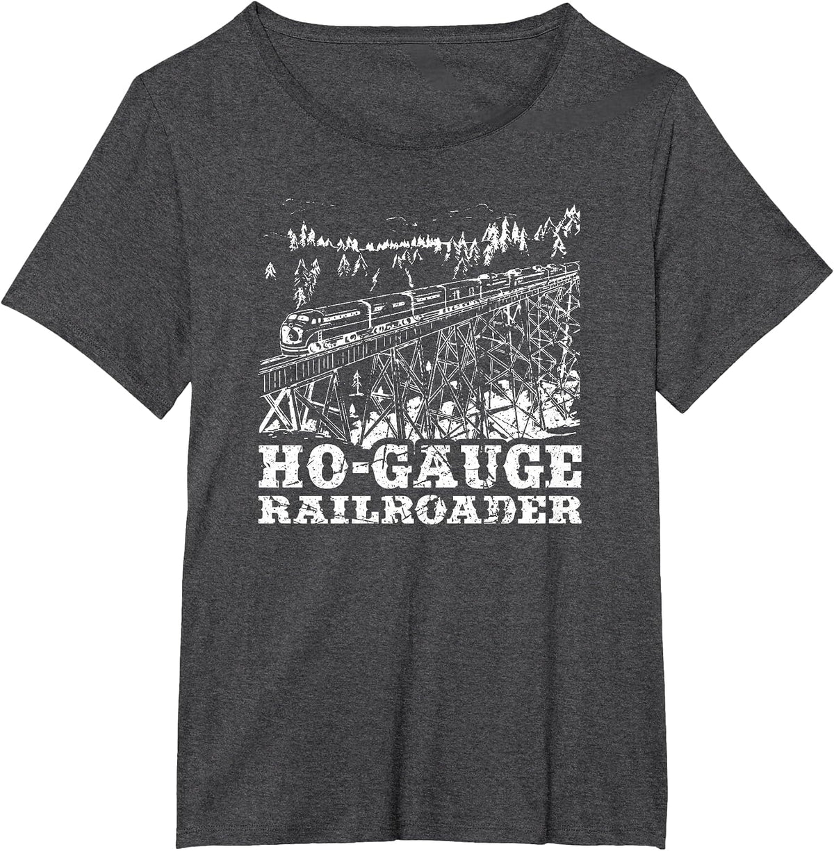 Model Train HO Gauge Railroad Model Railway Train HO Scale T-Shirt - Dark Heather Grey