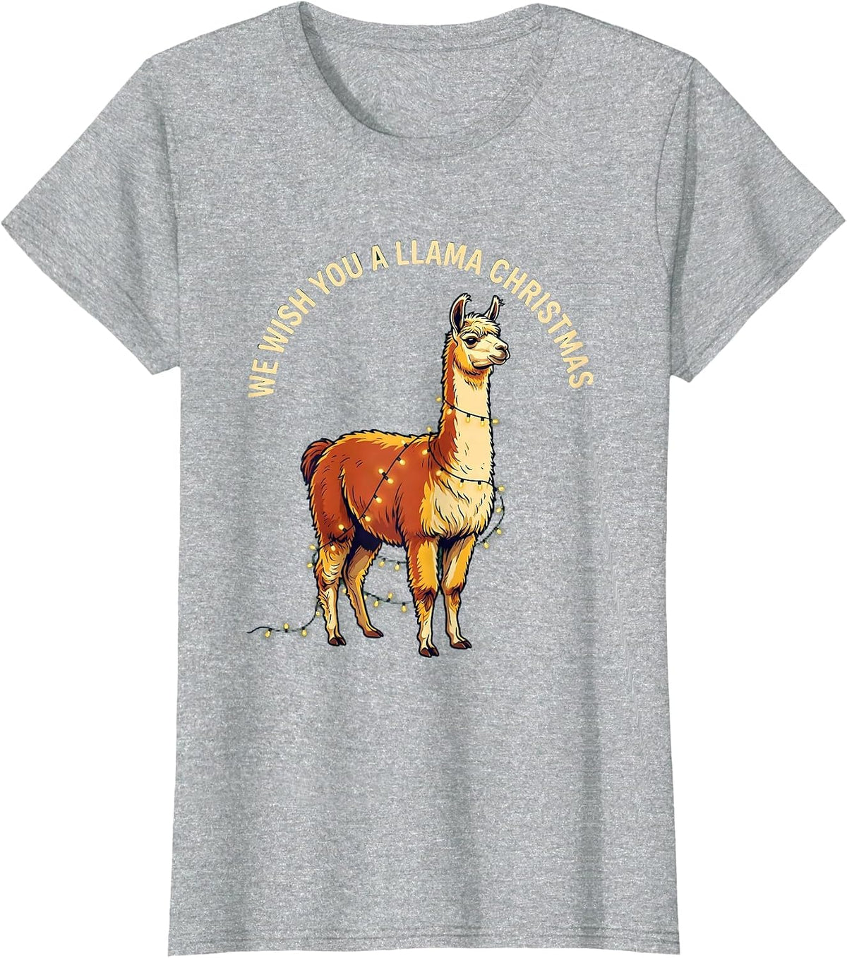 We Wish You A Llama Christmas Funny Llama Lover Christmas T-Shirt - Heather Grey