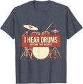 I Hear Drums Before The Words Funny Drummer Vintage Rock T-Shirt - Heather Blue
